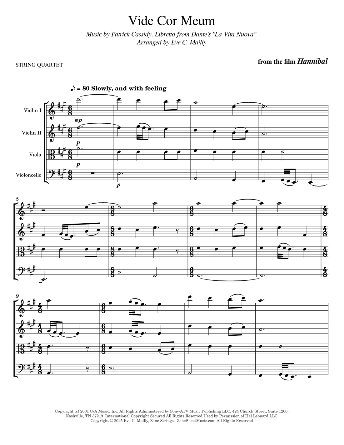 Vide Cor Meum  from HANNIBAL (arr. Eve C. Mailly - Zene Strings)