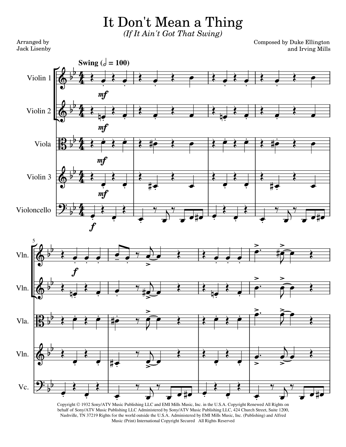 It Don't Mean A Thing (if It Ain't Got That Swing) (arr. Jack Lisenby)