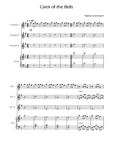 Carol of the Bells - Trumpet Trio w/ Piano (arr. Ygor Nunes)