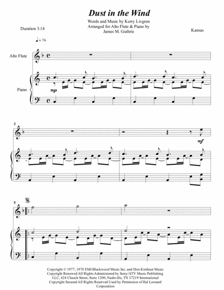 Dust In The Wind (arr. James M. Guthrie, ASCAP)