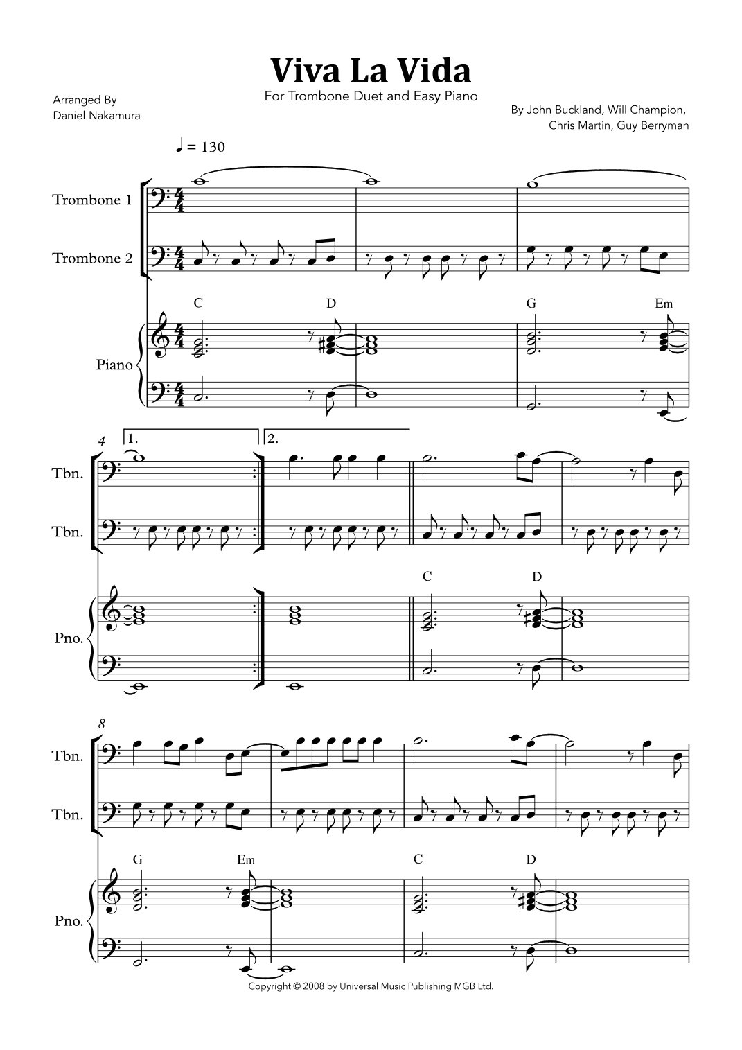 Viva La Vida (arr. Daniel Nakamura)