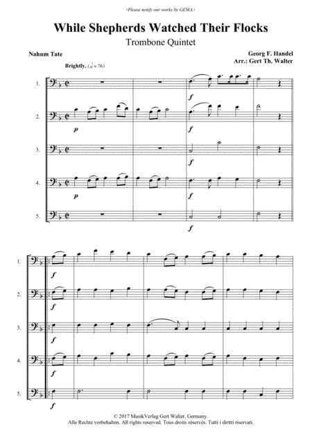 While Shepherds Watched Their Flocks (arr. Gert Th. Walter)