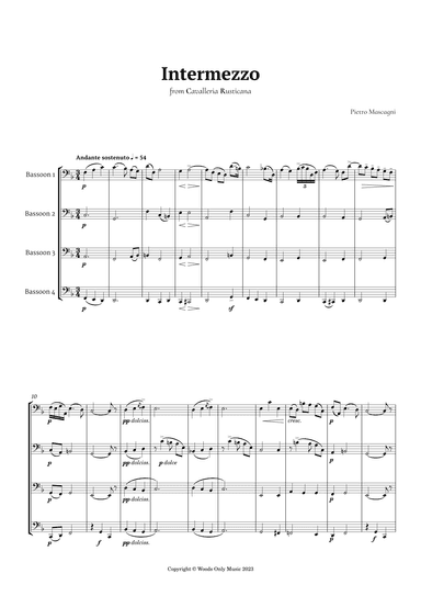 Intermezzo from Cavalleria Rusticana by Mascagni for Bassoon Quartet (arr. Ander)