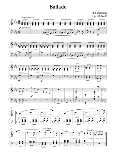 Friedrich Burgmuller - Ballade Op.100, No.15 (arr. KP82 Music)