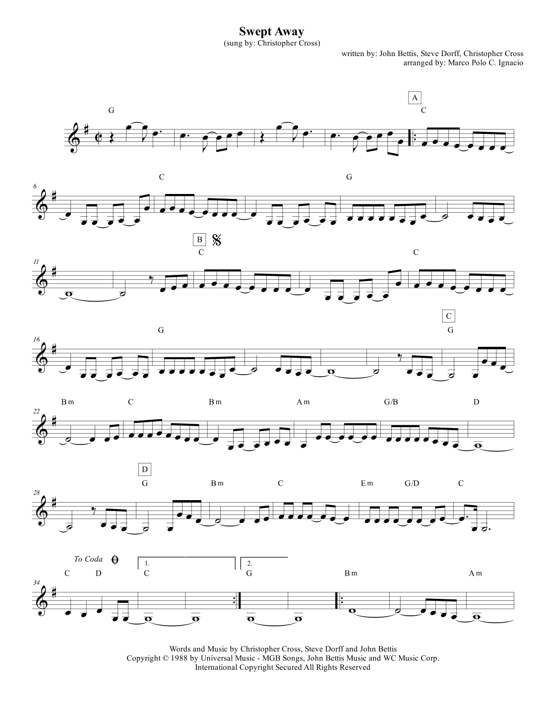 Swept Away (arr. Marco Polo C. Ignacio)