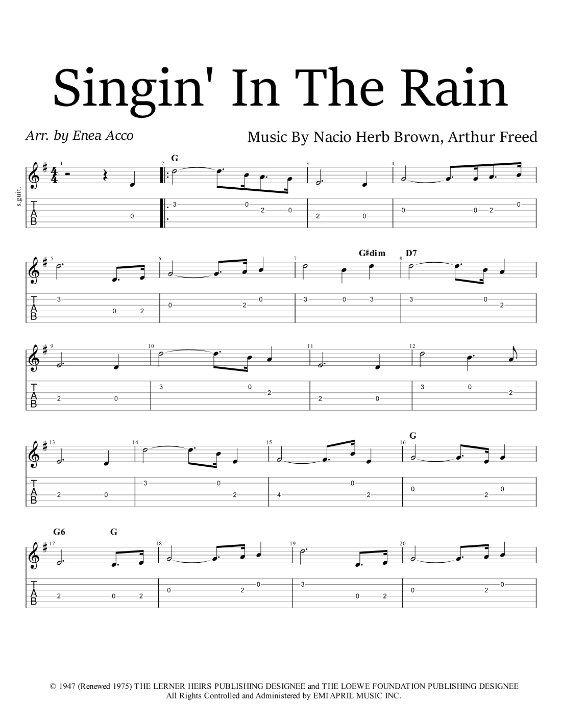 Singin' In The Rain (arr. Enea Acco)