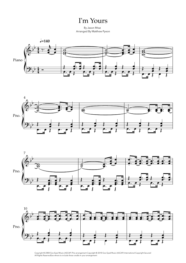 I'm Yours (arr. Matthew pyeon)