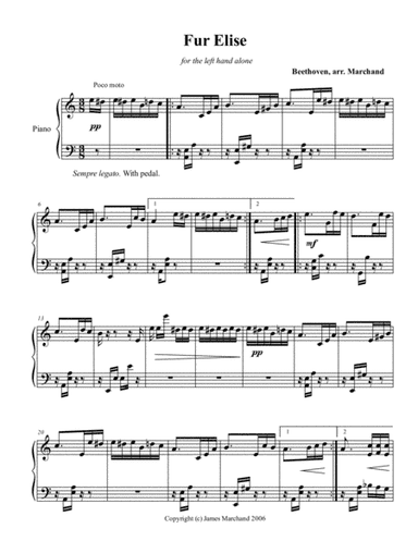 Fur Elise, for the left hand alone (arr. James Marchand)