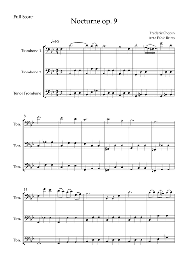 Nocturne Op.9 No. 2 (Frédéric Chopin) for Brass Trio (arr. Fabio Britto)