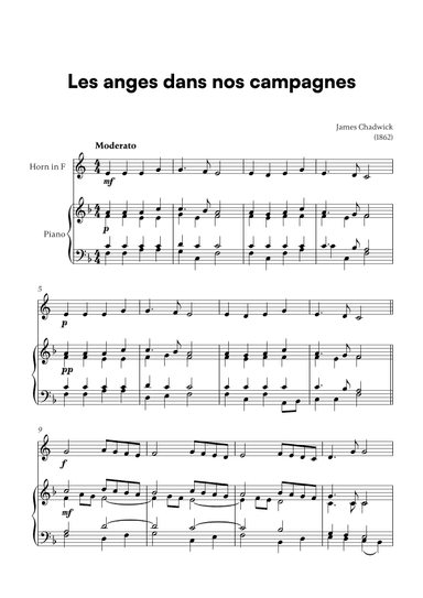 Les anges dans nos campagnes (for French Horn and Piano) (arr. Cadenza Editions)