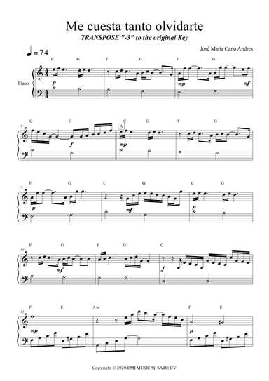 Me Cuesta Tanto Olivdarte (arr. Musikeo)