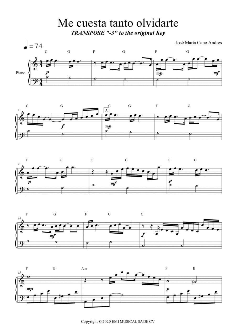 Me Cuesta Tanto Olivdarte (arr. Musikeo)