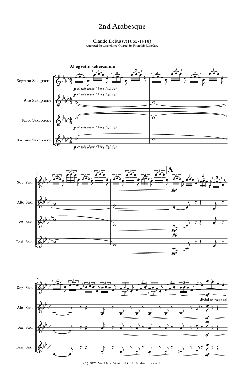 2nd Arabesque from Deux Arabesques (arr. Reynolds MacNary)