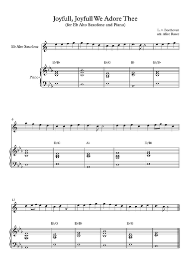 Joyfull, Joyfull, We Adore Three for Eb Alto Saxphone (arr. Alice Rasec)