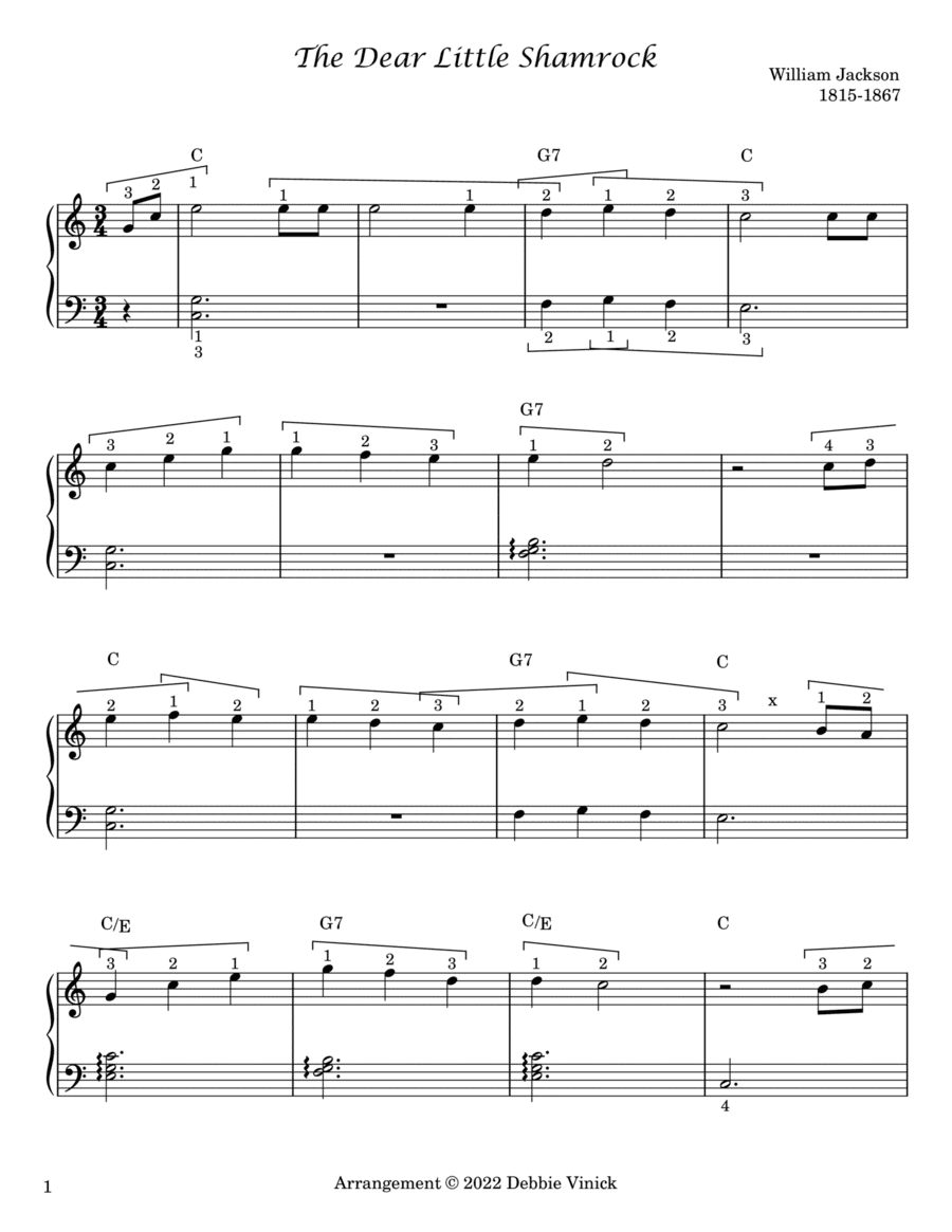 The Dear Little Shamrock- easy harp (arr. Debbie Vinick)