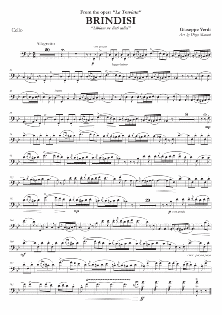 Brindisi from "La Traviata" for Cello and Piano (arr. Diego Marani)