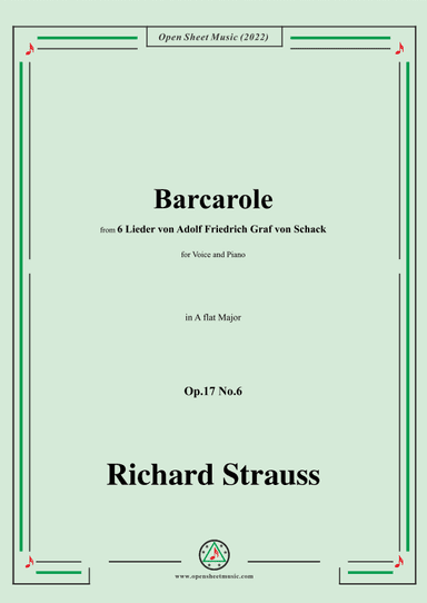 Richard Strauss-Barcarole,in A flat Major,Op.17 No.6 (arr. OSM Press)