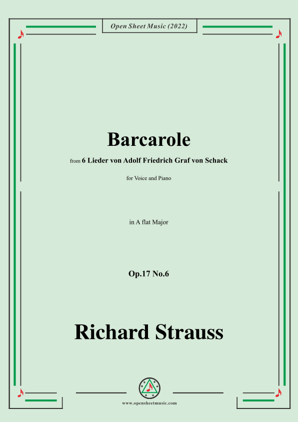 Richard Strauss-Barcarole,in A flat Major,Op.17 No.6 (arr. OSM Press)
