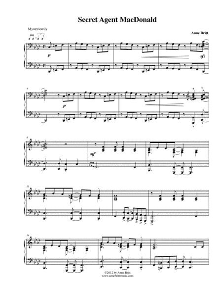 Secret Agent MacDonald (spy remix of "Old MacDonald") - intermediate version (arr. Anne Britt)