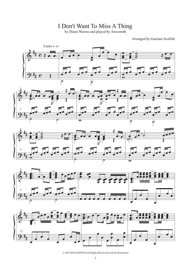 I Don't Want To Miss A Thing (arr. Gaetano Scalfidi)