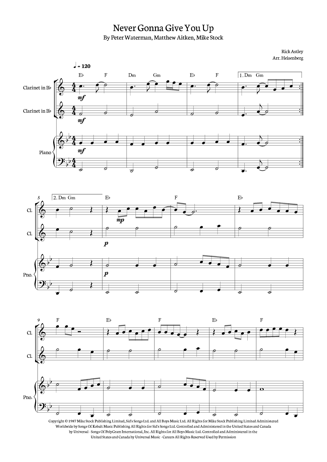 Never Gonna Give You Up (arr. Heisenberg)