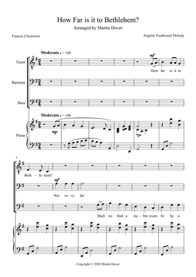 How far is it to Bethlehem? TBB Three part Choir (arr. Martin Dover)