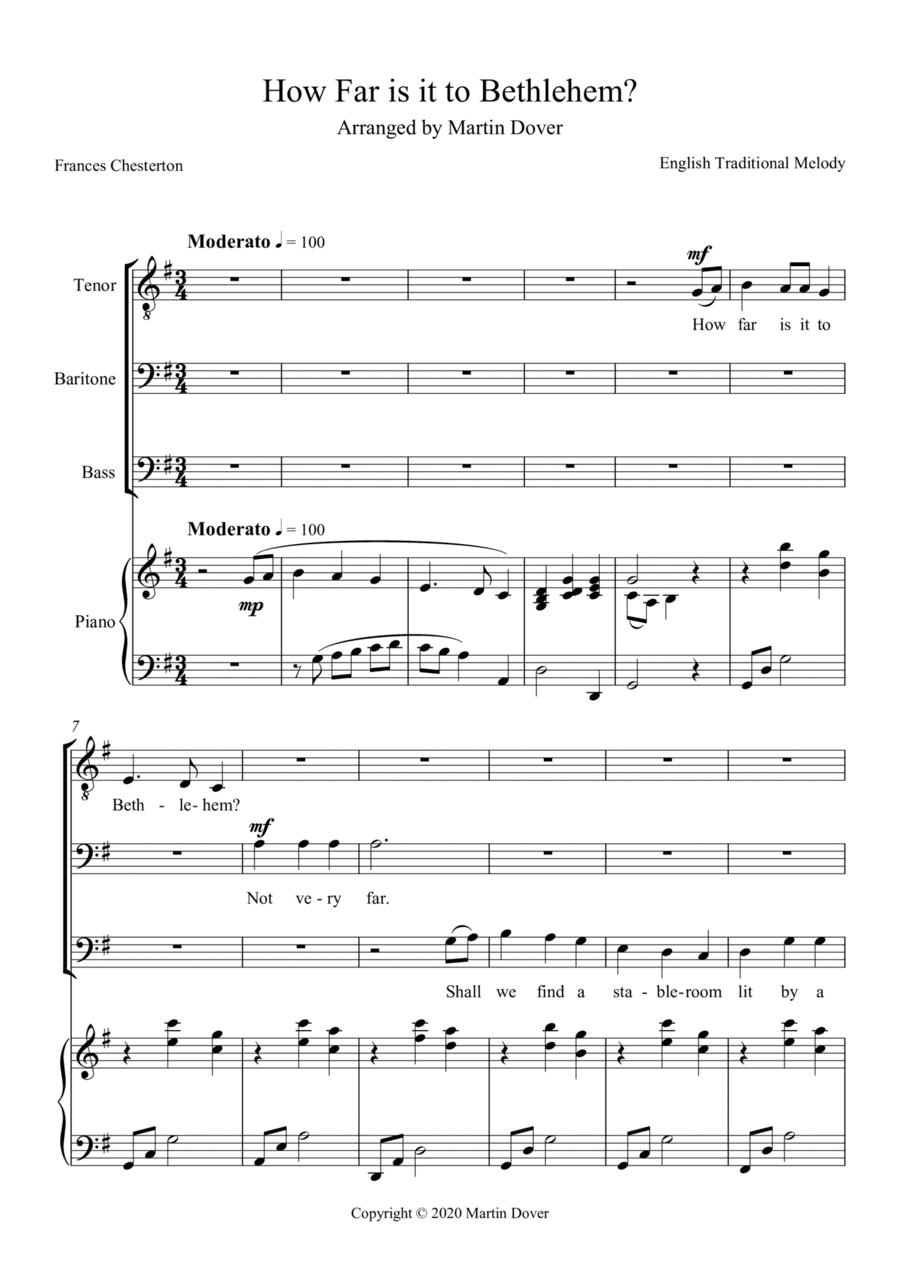 How far is it to Bethlehem? TBB Three part Choir (arr. Martin Dover)