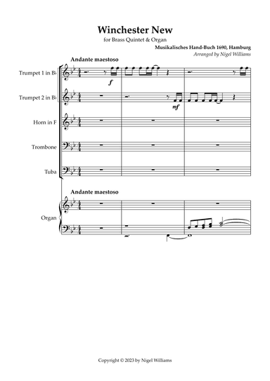 Winchester New, for brass quintet with optional organ (arr. Nigel Williams)