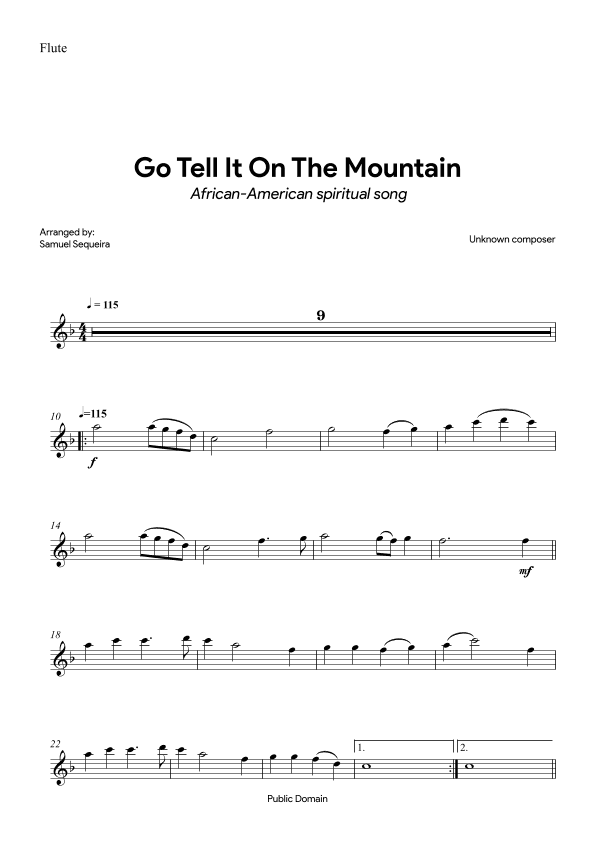 Go Tell It on the Mountain - with orchestral play along (arr. Samuel Sequeira)