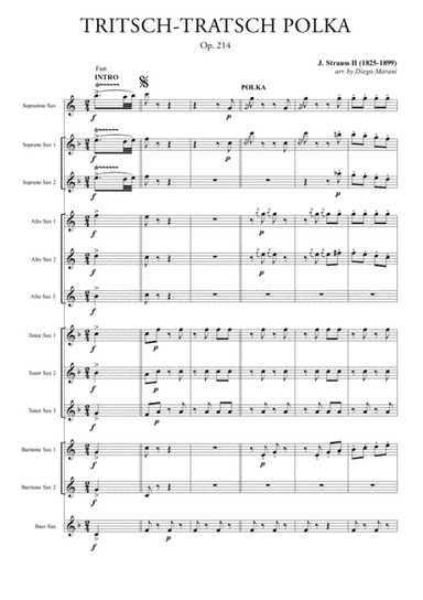 Tritsch-Tratsch Polka for Saxophone Ensemble (arr. Diego Marani)