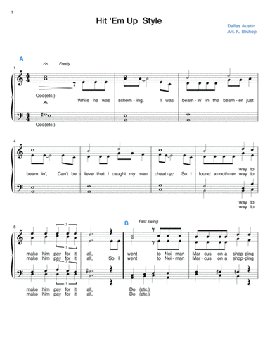 Hit 'em Up Style (oops!) (arr. K. Bishop)
