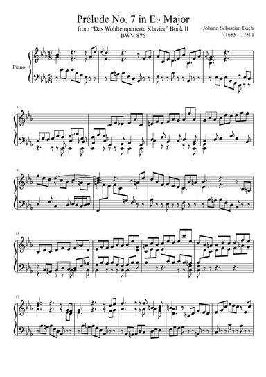 Prelude No. 7 BWV 876 in Eb Major (arr. Zachary Corbett)