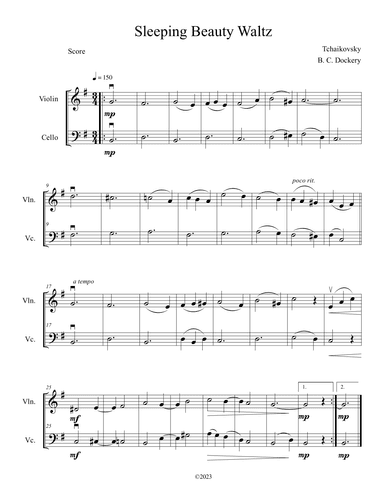 Sleeping Beauty Waltz (Violin and Cello Duet) (arr. B. C. Dockery)