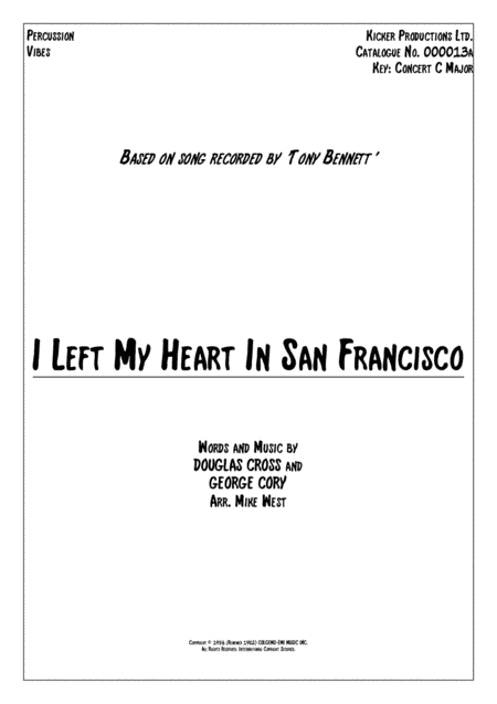 I Left My Heart In San Francisco (arr. Mike West)
