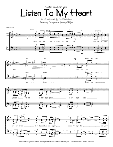 Listen To My Heart (arr. Larry Wright)