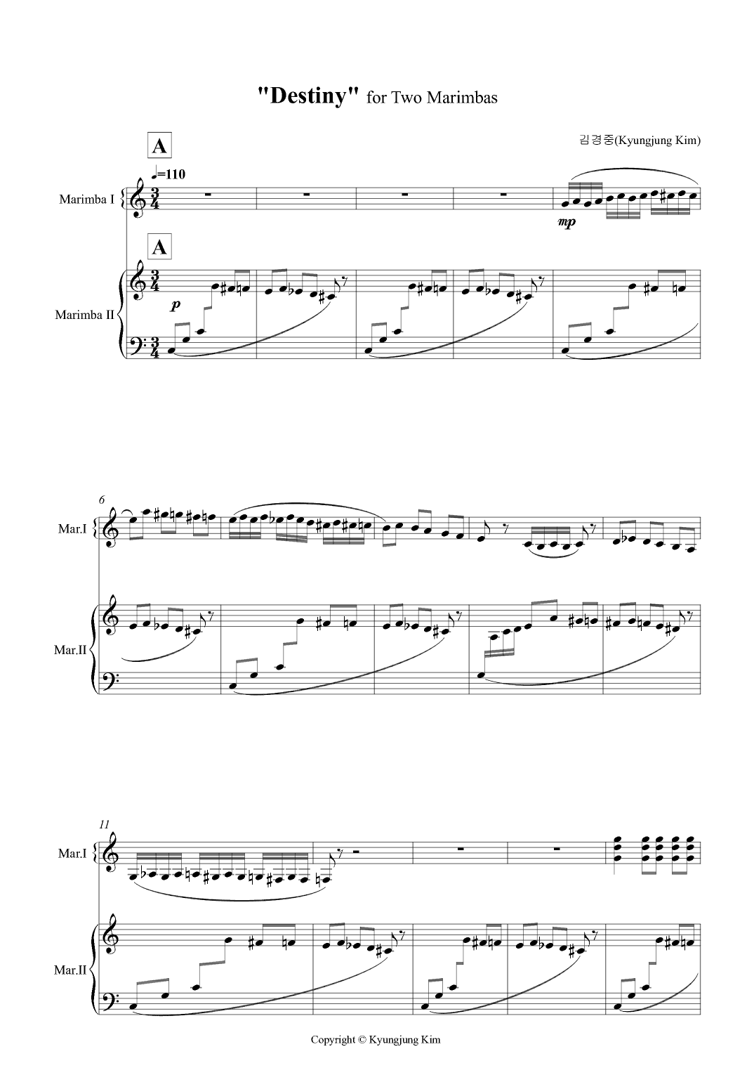 "Destiny" for Two Marimbas
