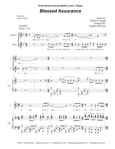 Blessed Assurance (Duet for Soprano and Tenor solo) (arr. Stephen DeCesare)