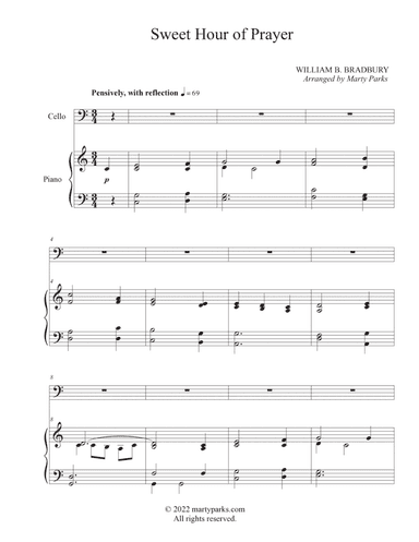 Sweet Hour of Prayer (Cello-Piano) (arr. Marty Parks)