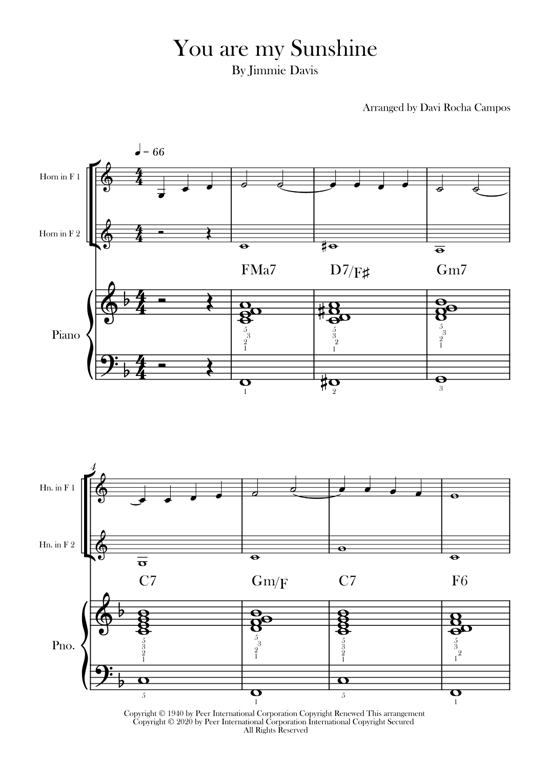You Are My Sunshine (arr. Davi Rocha Campos)