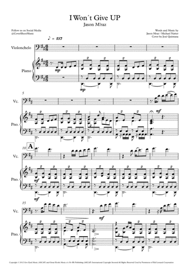I Won't Give Up (arr. Jose Quintana)
