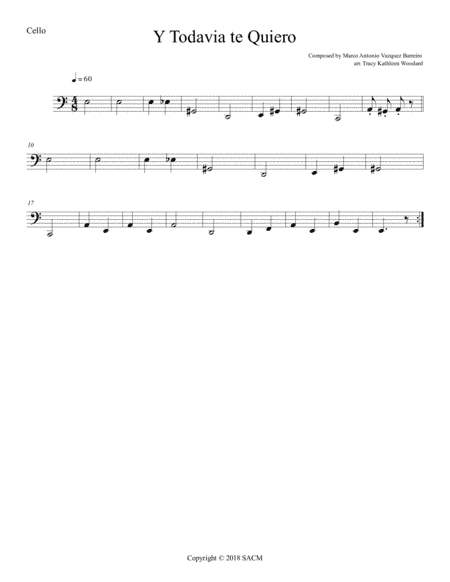 Y Todavia te Quiero string quartet (arr. Tracy Kathleen Woodard)