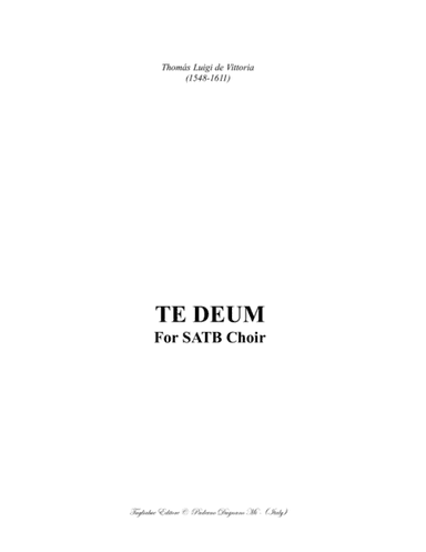TE DEUM - De Victoria - For SATB Choir + Sheet music Gregorian (arr. Reato Tagliabue)