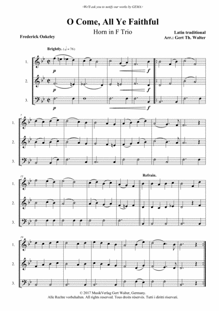 O Come, All Ye Faithful (arr. Gert Th. Walter)