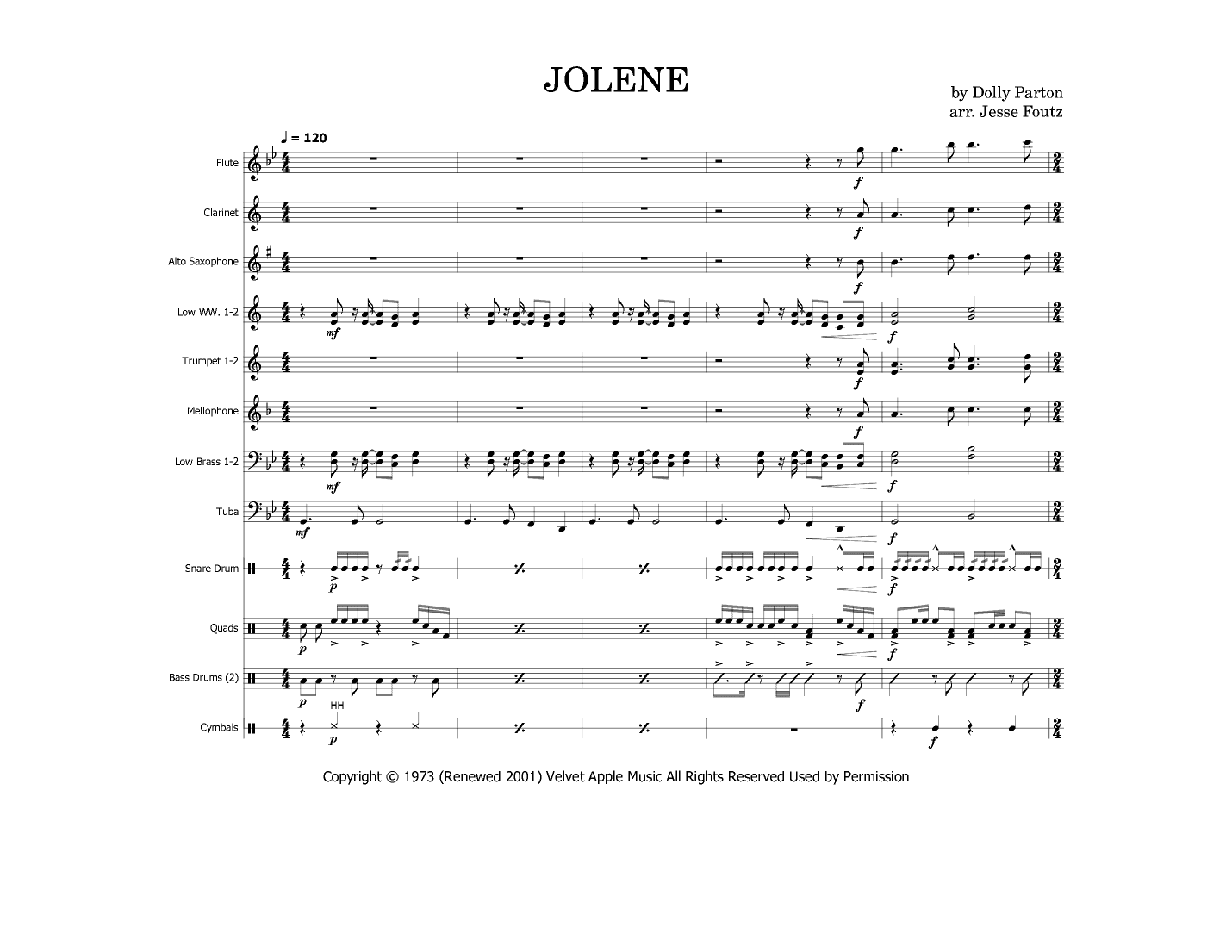 Jolene (arr. Jesse Foutz)