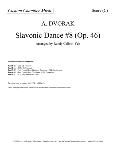 Dvorak Slavonic Dance #8 (brass quintet) (arr. Randy Calistri-Yeh)