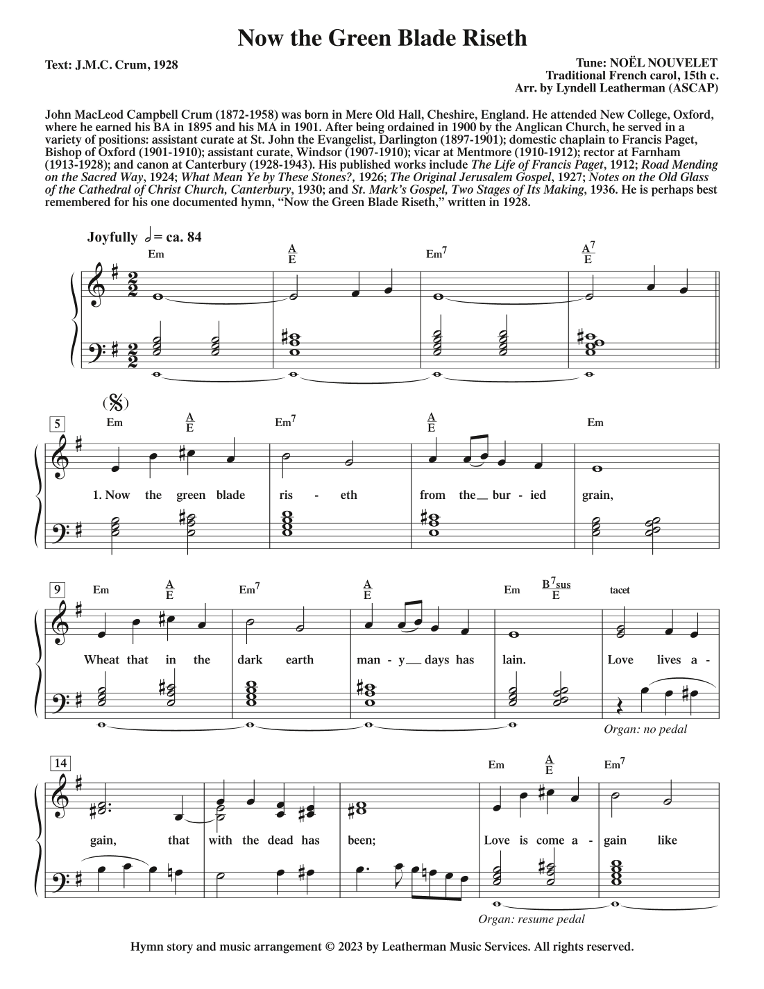 Now the Green Blade Riseth (arr. Lyndell Leatherman)