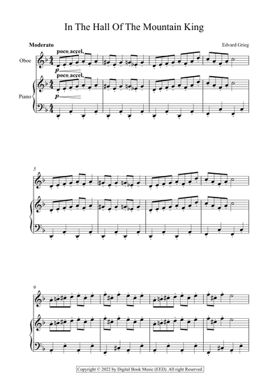 In The Hall Of The Mountain King - Edvard Grieg (Oboe + Piano) (arr. Digital Book Music)