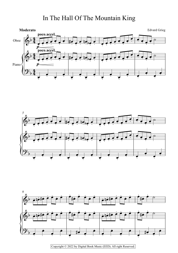 In The Hall Of The Mountain King - Edvard Grieg (Oboe + Piano) (arr. Digital Book Music)