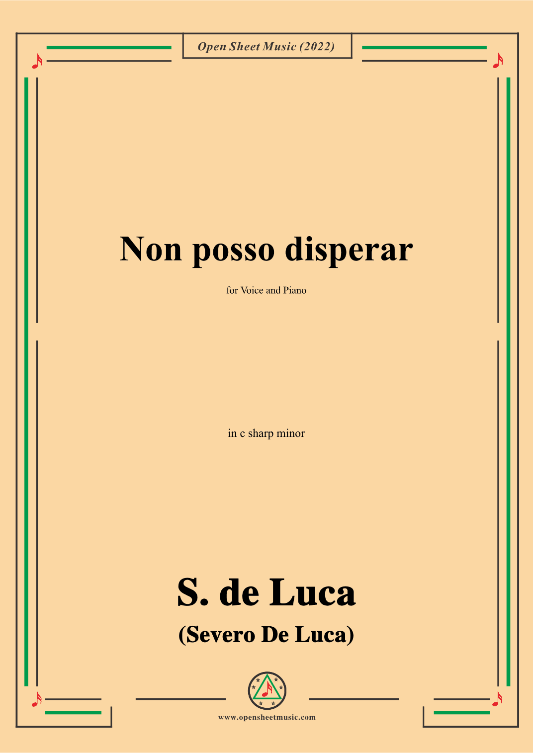 S. de Luca-Non posso disperar,in c sharp minor (arr. OSM Press)
