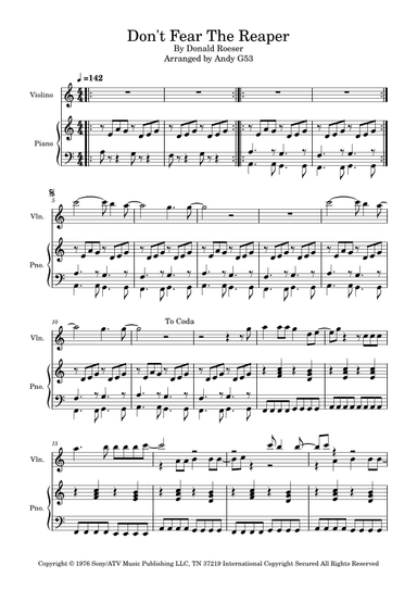 Don't Fear The Reaper (arr. Andy G53)